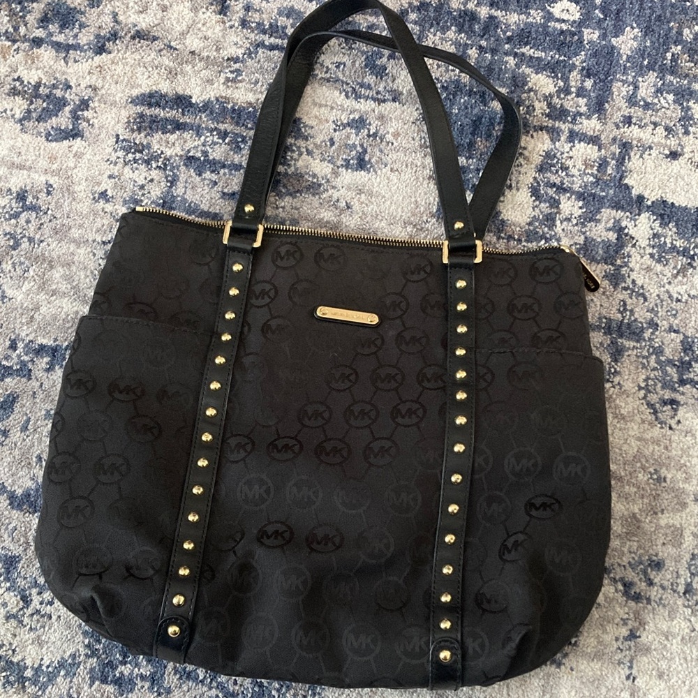 MICHAEL Michael Kors Black Tote with Gold Accents